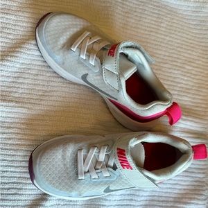 Nike girls pink and gray tennis shoes, size 10.5.